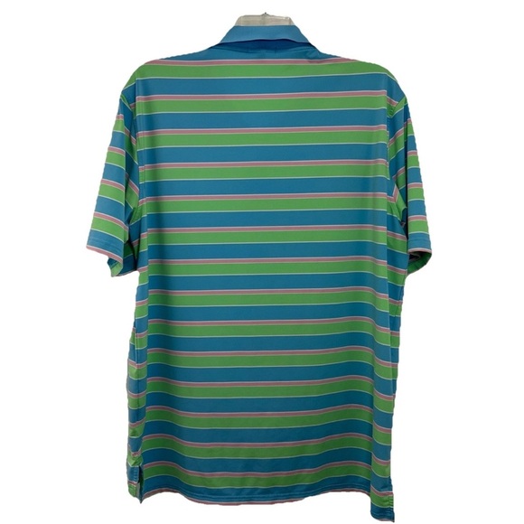 Peter Millar Summer Comfort Polo Shirt Men’s XL Short Sleeve Blue Green Striped - Picture 2 of 8